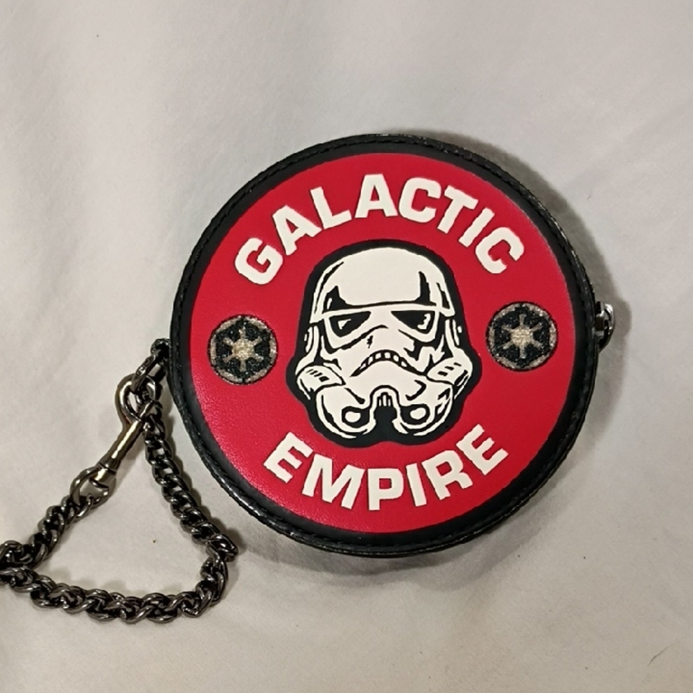 Coach Red Black "Galactic Empire" Round Wristlet Clutch